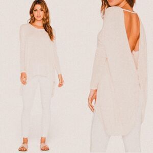 Free People cream pink Knit Twist Back Top – Boho Cozy Girl XS